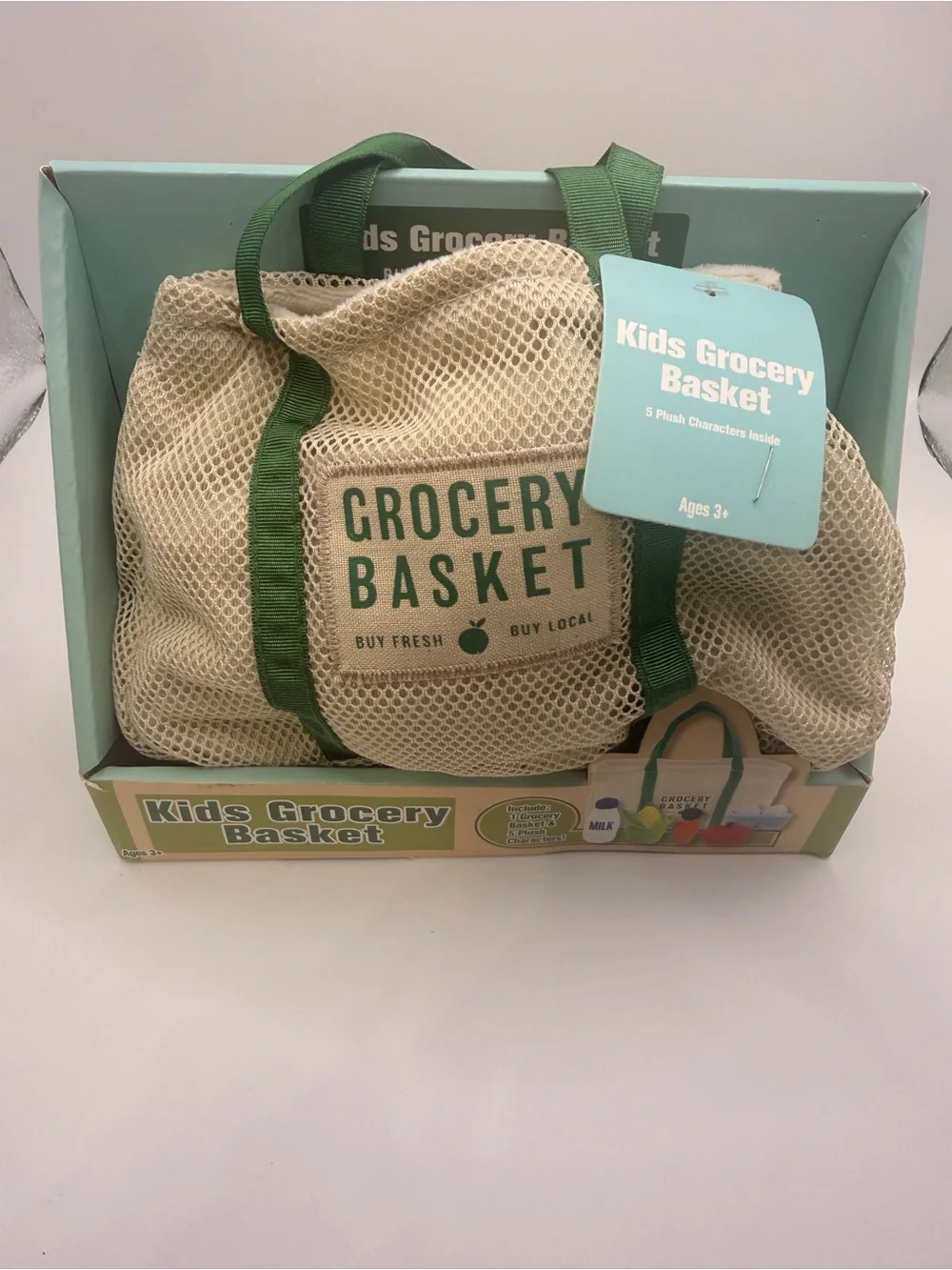 Kids Grocery Basket play set with 5 plush characters new with tags